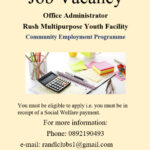 Job Vacancy Office Administrator Rush Multipurpose Youth Facility